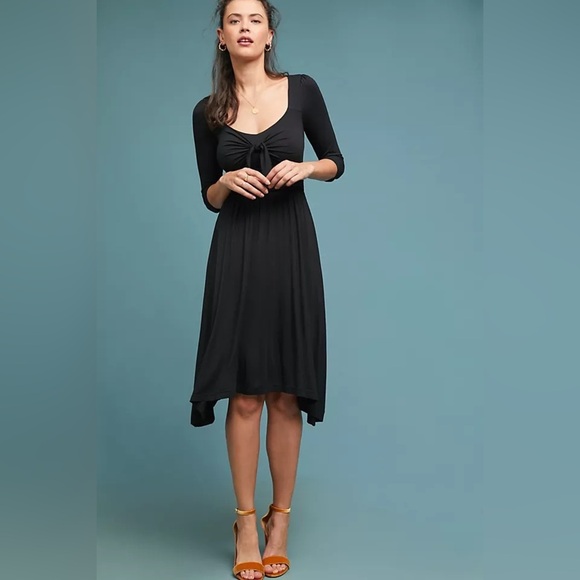 Meave Forever Sweetheart Asymmetrical Fit & Flare Front Bow  Black Dress Small - Picture 4 of 11